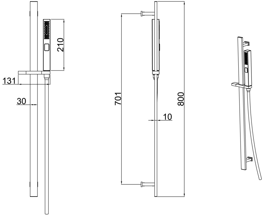 Allen Brau Infinity Душевой гарнитур: ручной душ, штанга, держатель, шланг 150 см, цвет: черный мат 5.21013-31