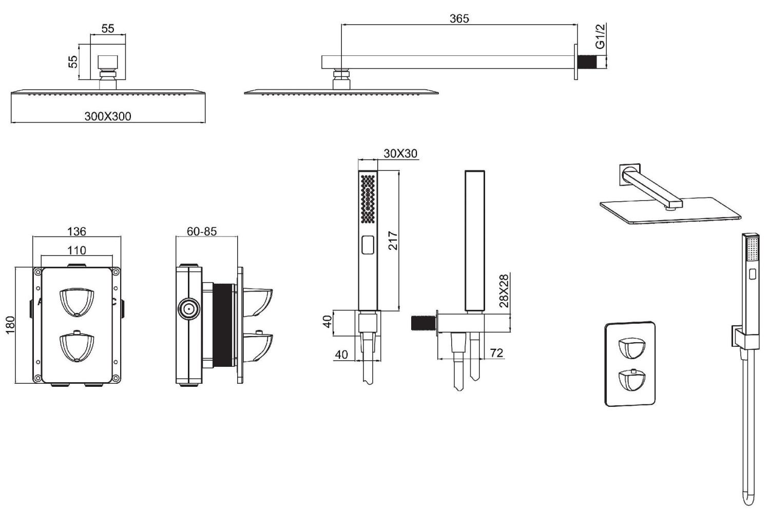 Allen Brau Infinity Душевой комплект встраив.: термостат, без излива, верхний и руч. душ, цвет: хром 5.21016-00