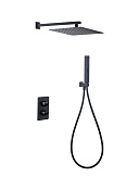 Allen Brau Infinity Душевой комплект встраиваемый: термостат, верхний и ручной душ, цвет: черный мат 5.21016-31