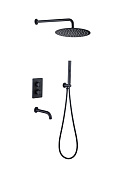 Allen Brau Priority Душевой комплект встраив.: термостат, излив, верх. и руч. душ, цвет: черный мат 5.31014-31