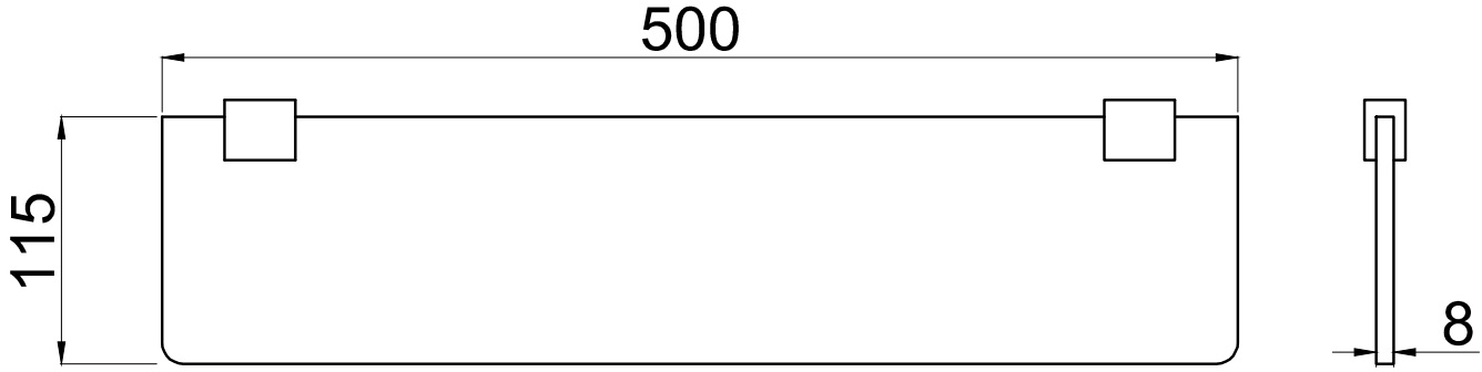 Allen Brau Infinity Полка стеклянная 50x11,5x2h см, цвет: хром 6.21012-00