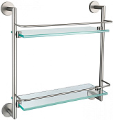 Allen Brau Priority Полка стеклянная, двойная 41,7x13,8x40,8h см, цвет: никель брашированный 6.31015-BN