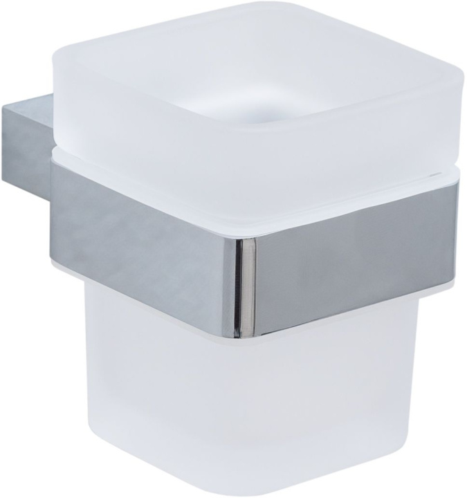 Allen Brau Infinity Стакан с держателем подвесной 6,8x10,3x8,6h см, матовое стекло, цвет: хром 6.21002-00