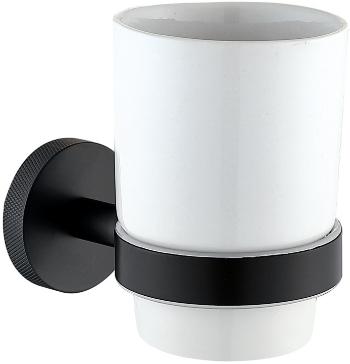 Allen Brau Priority Стакан с держателем подвесной 6,7x10,7x9,5h см, керамика, цвет: черный матовый 6.31002-31