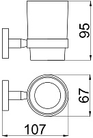 Allen Brau Priority Стакан с держателем подвесной 6,7x10,7x9,5h см, керамика, цвет: черный матовый 6.31002-31