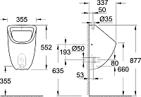 Grohe Bau Ceramic Писсуар подвесной с наружным подводом воды, цвет: белый глянцевый 39439000
