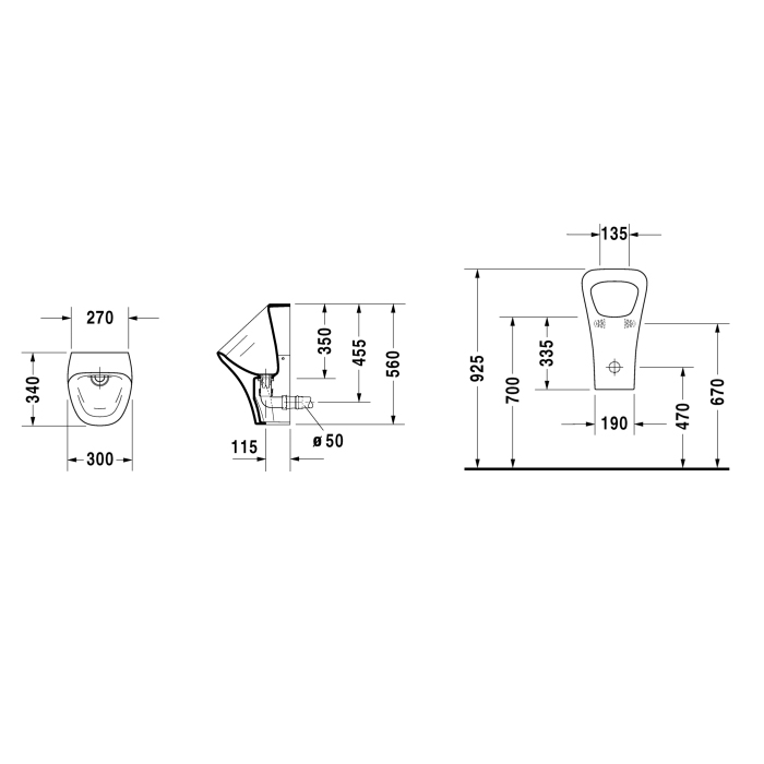 Duravit DuraStyle Dry Писсуар безводный, сток горизонтальный, цвет белый 2808300000