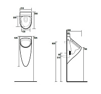 Kerasan Aquatech Писсуар подвесной со скрытым подводом, сифоном и комплектом крепежей, цвет: Bianco 373501