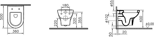 Чаша для унитаза подвесного VitrA Zentrum 5785B003-0075