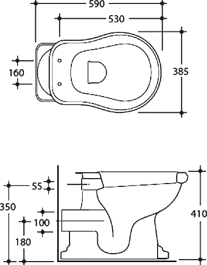Kerasan Retro Чаша для унитаза, без крепления, сиденья и бачка, цвет: Bianco lucido 101101