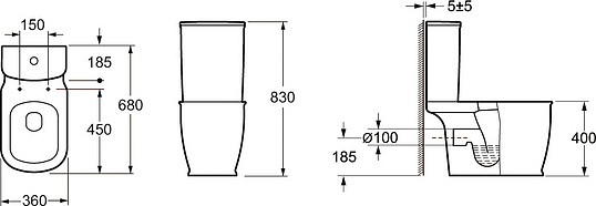 Чаша для унитаза-компакта BelBagno Prado BB10150CP