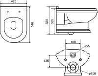 Cezares King Palace Унитаз подвесной, 42х54 см, цвет: белый  CZR-163-TH