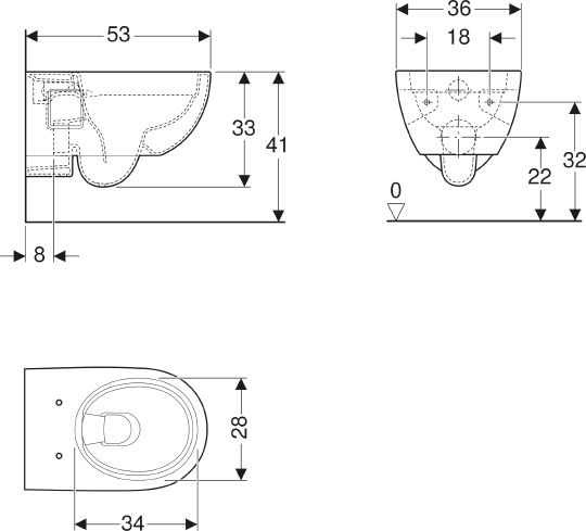 Чаша для унитаза подвесного Geberit Renova Premium 203070000
