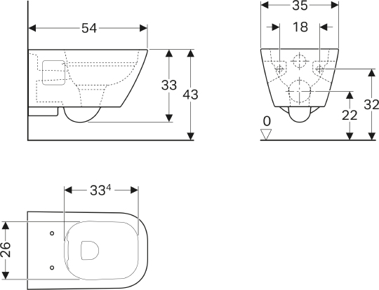 Чаша для унитаза подвесного Geberit Renova Plan 500.378.01.1