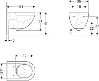 Geberit Acanto Унитаз подвесной, безободковый размер 51х34 см, цвет: белый 500.600.01.2