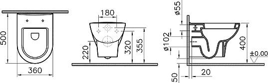 Чаша для унитаза подвесного VitrA Zentrum 5785B003-0850