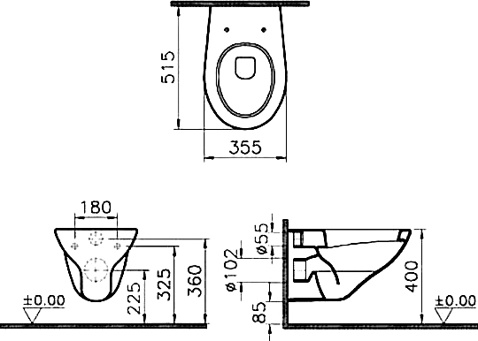 Чаша для унитаза подвесного VitrA Arkitekt 6107B003-0075