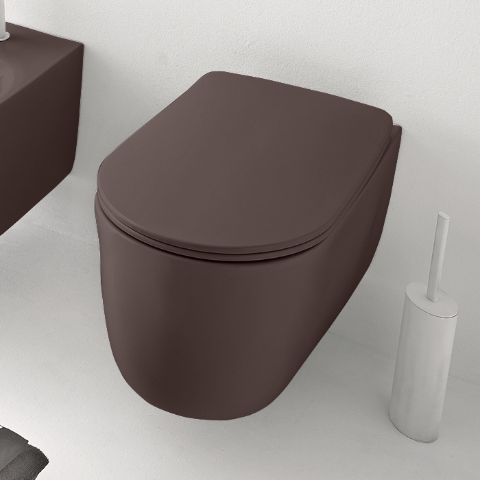 Kerasan Nolita Унитаз подвесной 55x35 см, безободковый, с креплением, цвет: Borgognna matt 531475