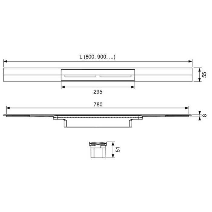 Tece Drainprofile Профиль для душа из нержавеющей стали 100 см, цвет: черный сатин 671021