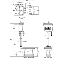 Burlington Classic Бачок слива низкий-средний с ручкой и сливным механизмом, цвет: хром глянцевый T71 CHR