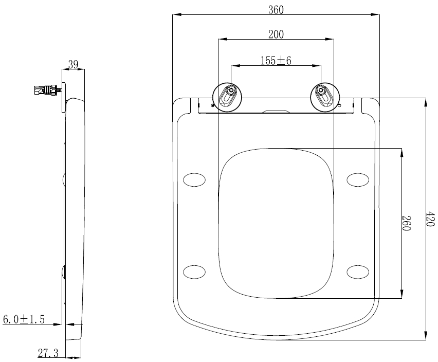 Allen Brau Liberty Крышка-сиденье для унитаза 36x42x3,9h, с микролифтом, цвет: белый глянцевый 4.33006.20