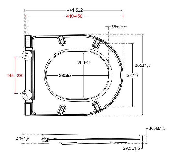 Allen Brau Reality Крышка-сиденье для унитаза 36,5x44,1x4h см, с микролифтом, цвет: антрацит 4.32007.AN