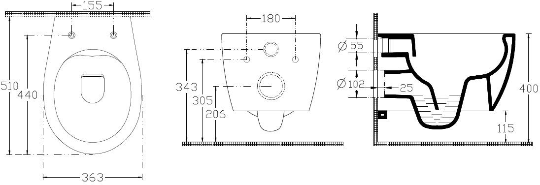Allen Brau Fantasy Чаша подвесного унитаза 36,3x51 см каскадный смыв, цвет: розовый 4.11004.SM