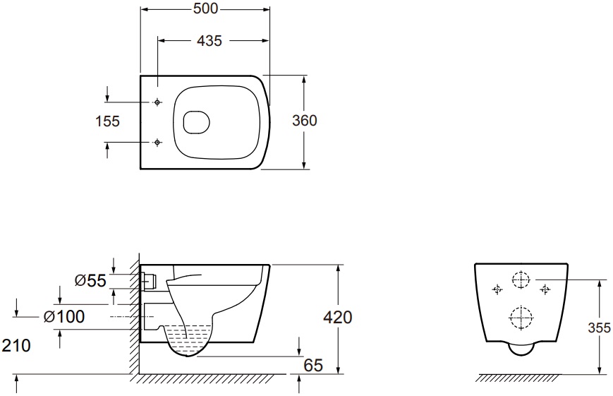 Allen Brau Liberty Чаша подвесного унитаза 36x50 см каскадный смыв, цвет: белый глянцевый 4.33004.20