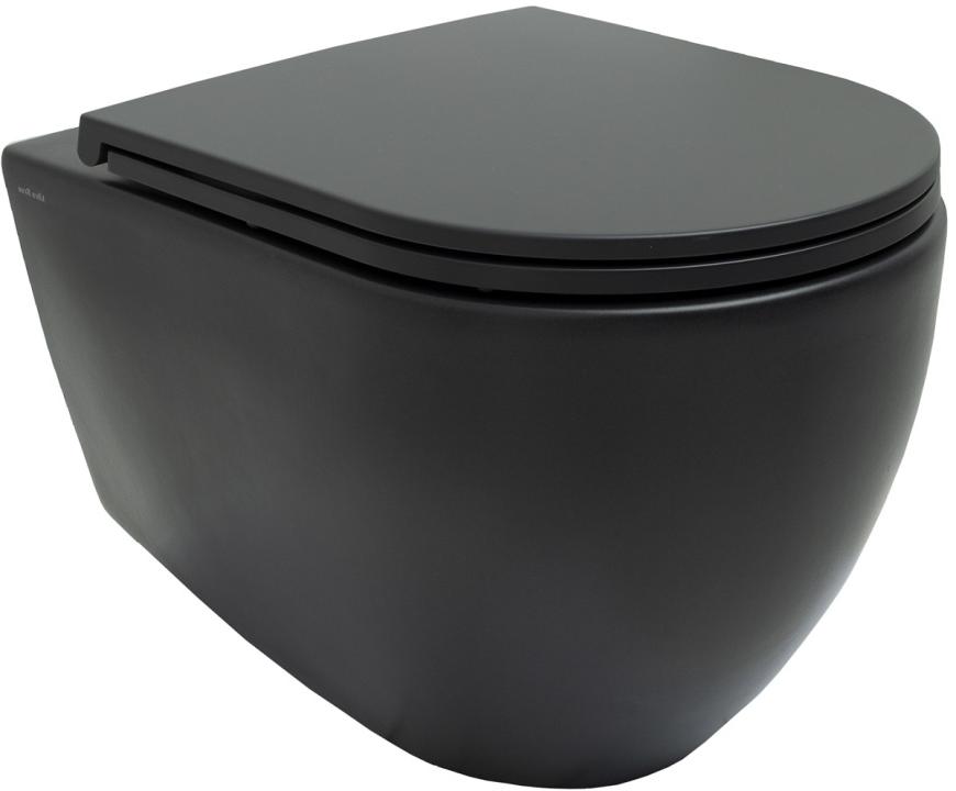 Allen Brau Reality Чаша подвесного унитаза 36,5x53 см каскадный смыв, цвет: черный матовый 4.32006.31