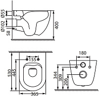 Allen Brau Reality Чаша подвесного унитаза 36,5x53 см каскадный смыв, цвет: антрацит 4.32006.AN