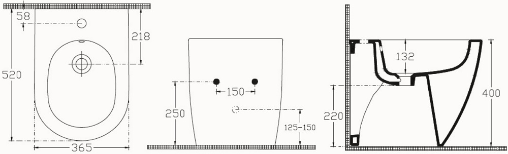Allen Brau Reality Чаша приставного унитаза 36,5x52 см каскадный смыв, цвет: белый глянцевый 4.32004.20