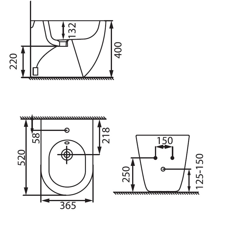 Allen Brau Reality Чаша приставного унитаза 36,5x52 см каскадный смыв, цвет: черный матовый 4.32004.31