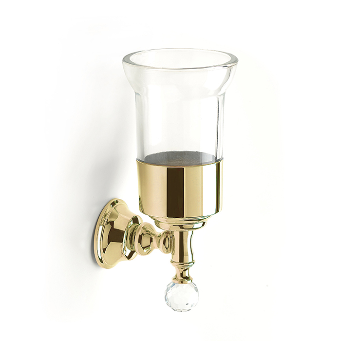 Webert Karenina Стакан с держателем, стеклянный прозрачный, кристалл Swarovski, цвет: золото KA500301010