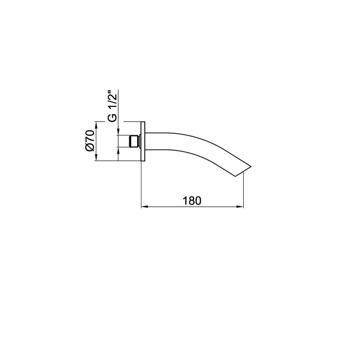 Webert Aria Излив настенный, каскадный для душа, цвет: черный матовый AC0869560