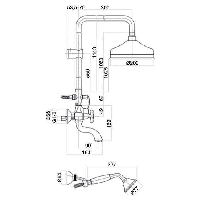 Webert Armony Душевая стойка с верхним душем, цвет: бронза AM721208065