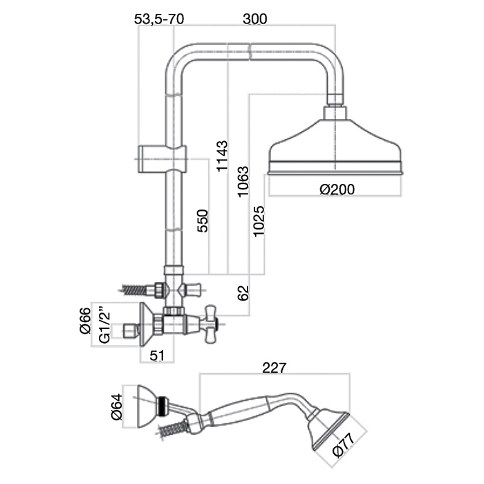 Webert Armony Душевая стойка с верхним душем, цвет: медь AM760405060