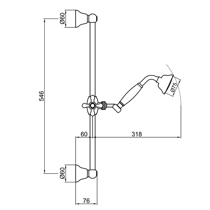 Webert Comfort Настенный душевой гарнитур, цвет: хром AC0384015