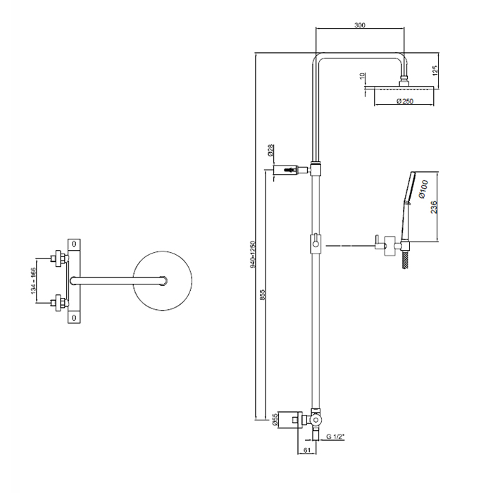Webert Elio Душевая стойка с верхним душем, цвет: черный матовый EL980515560METAL