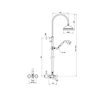 Webert Karenina Душевая стойка с верхним душем, цвет: хром/золото/кристаллы Swarovski KA721208017