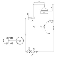 Webert Karenina Душевая стойка с верхним душем, цвет: хром/золото/кристаллы Swarovski KA760405017