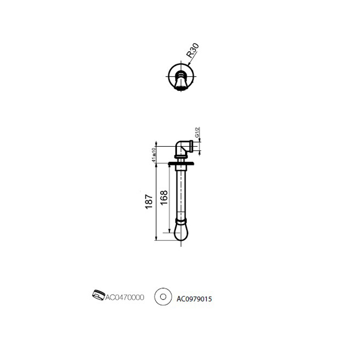 Webert Opera Излив настенный для ванны/душа, цвет: бронза AC0983065