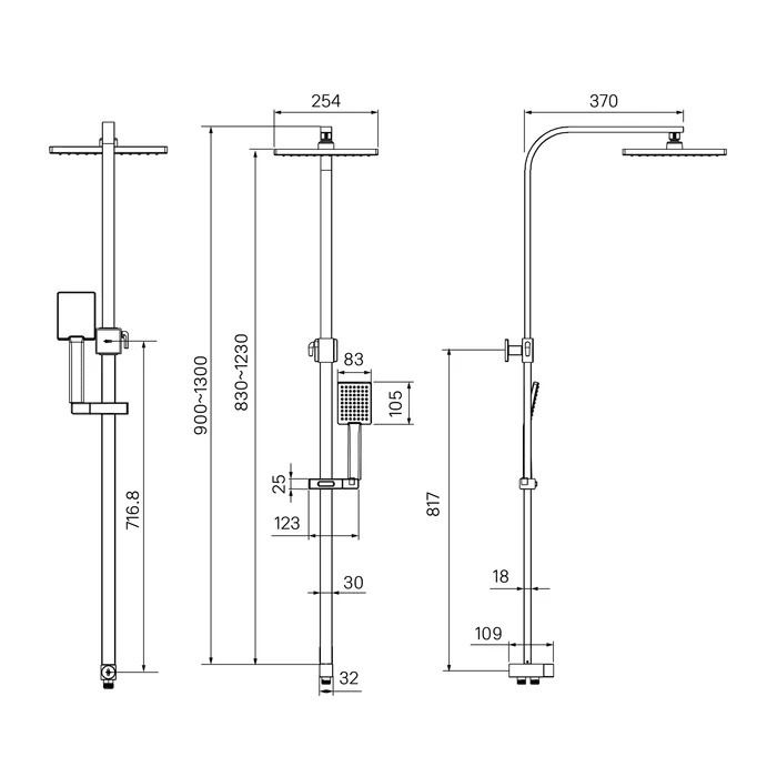 Webert Wolo Душевая стойка с верхним душем, цвет: черный матовый/хром WO660302564