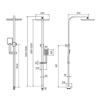 Webert Wolo Душевая стойка с верхним душем, цвет: черный матовый/хром WO660302564