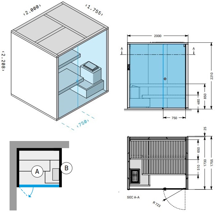 Effegibi BodyLove S Сауна 200x176xh220 см, BL 20 10 0004