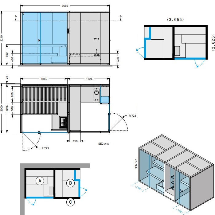 Effegibi BodyLove SH Хаммам 365x202xh220 см, Champagne BL 45 11 0004