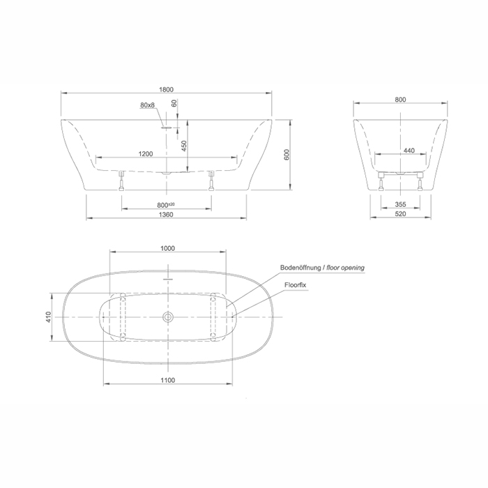 Knief Dream Ванна из Acrylic отдельностоящая 180х80 см, цвет: белый 0100-251