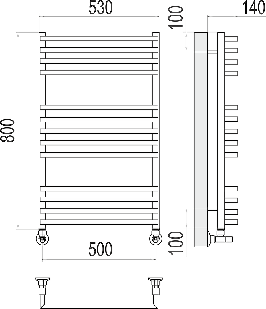 Terminus Берн Полотенцесушитель водяной для гвс 53x80h, цвет без покрытия 4670078513403