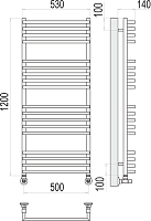 Terminus Берн Полотенцесушитель водяной для гвс 53x120h, цвет без покрытия 4670078513427