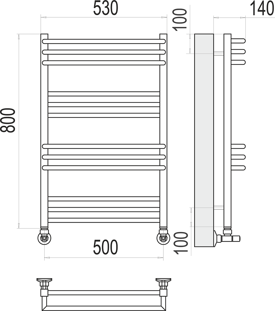 Terminus Кельн Полотенцесушитель водяной для гвс 53x80h, цвет без покрытия 4630080268364