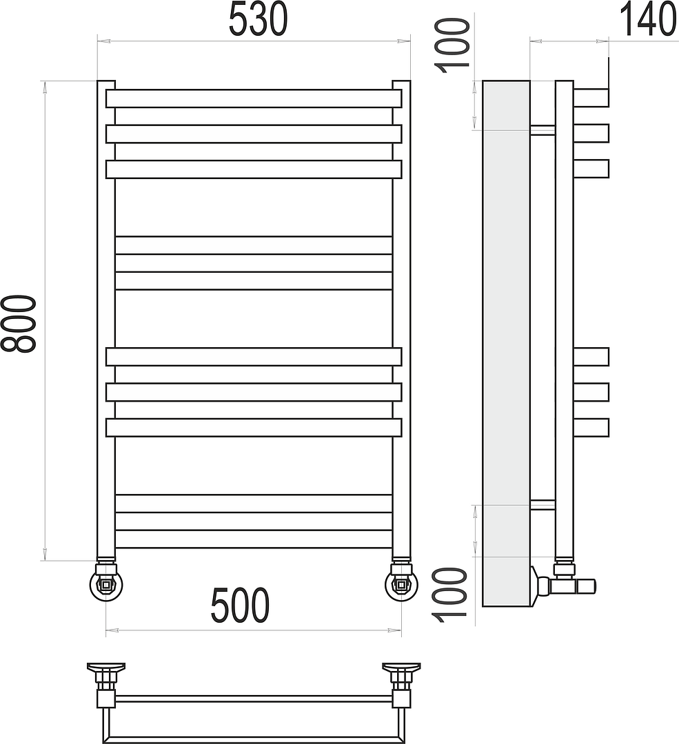 Terminus Линц Полотенцесушитель водяной для гвс 53x80h, цвет без покрытия 4630080268388